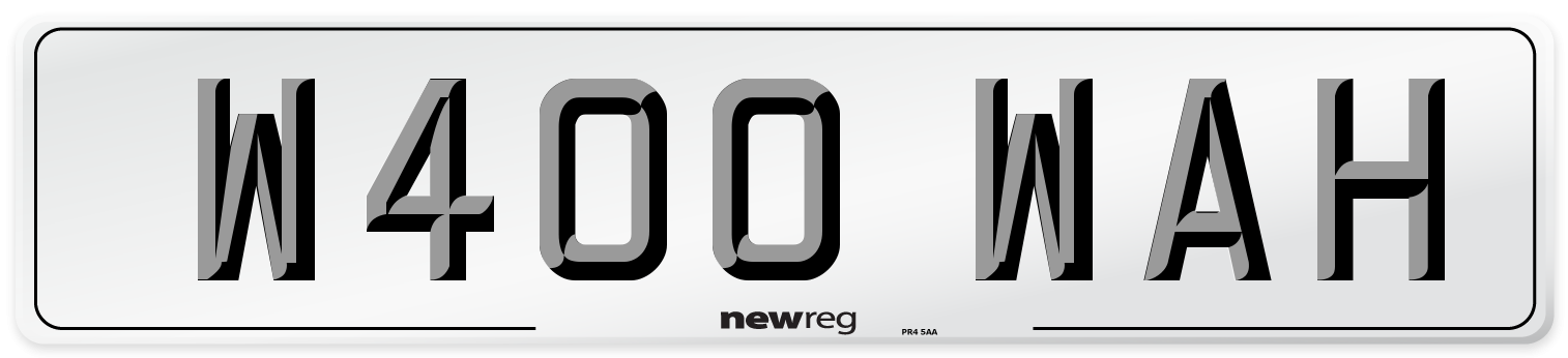 W400 WAH Number Plate from New Reg